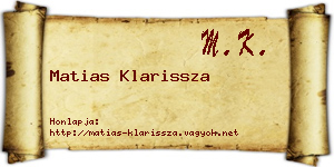 Matias Klarissza névjegykártya
